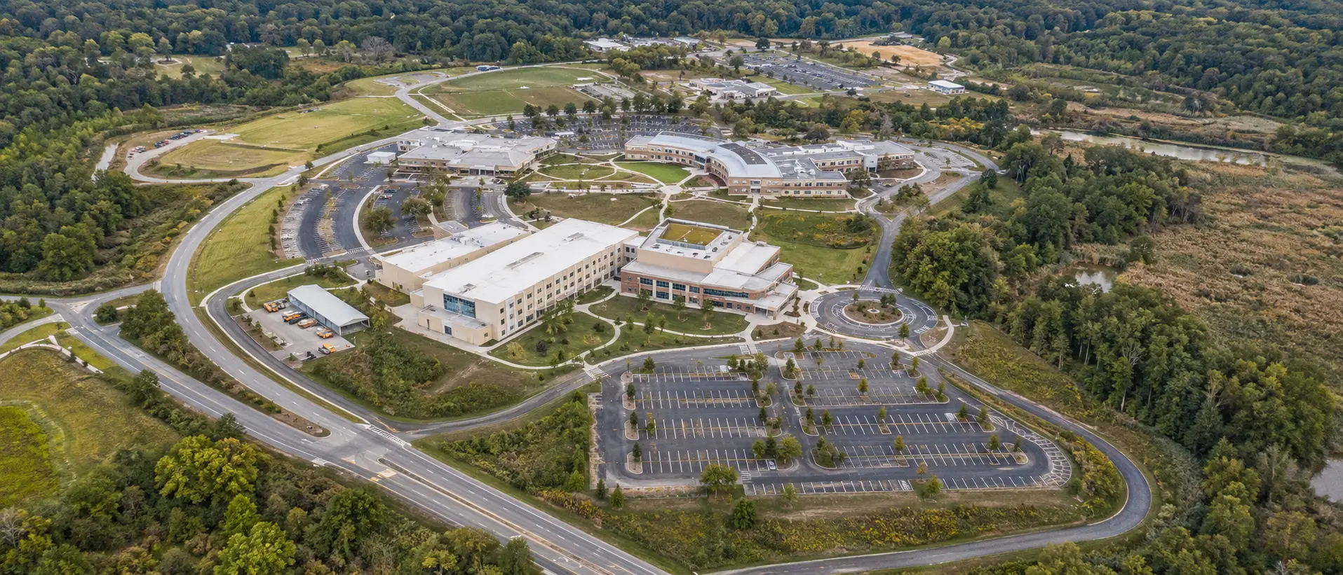 Aerial site record showing campus buildings and site assets